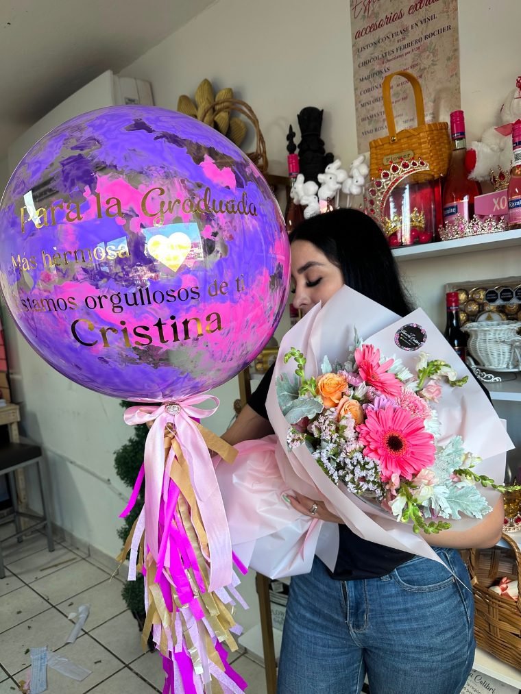 Combo de globo burbuja con ramo mixto